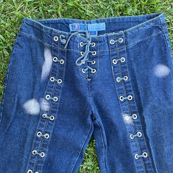 Mexican Vintage Laced up Bootcut jeans super cute!! - Picture 1 of 4